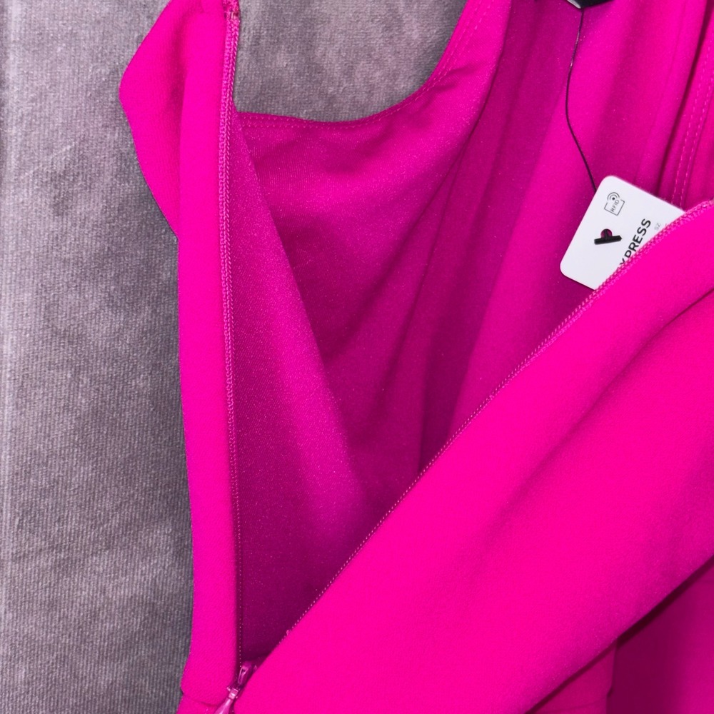 NWT Express Pink Fuchsia One Shoulder Wide Leg Bow Sleeveless Jumpsuit Women XL - Picture 9 of 10